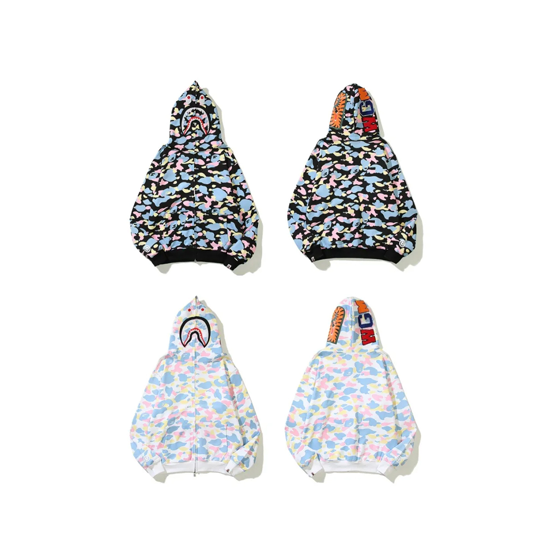 BAPE Camouflage Shark Head Hoodie Black & White