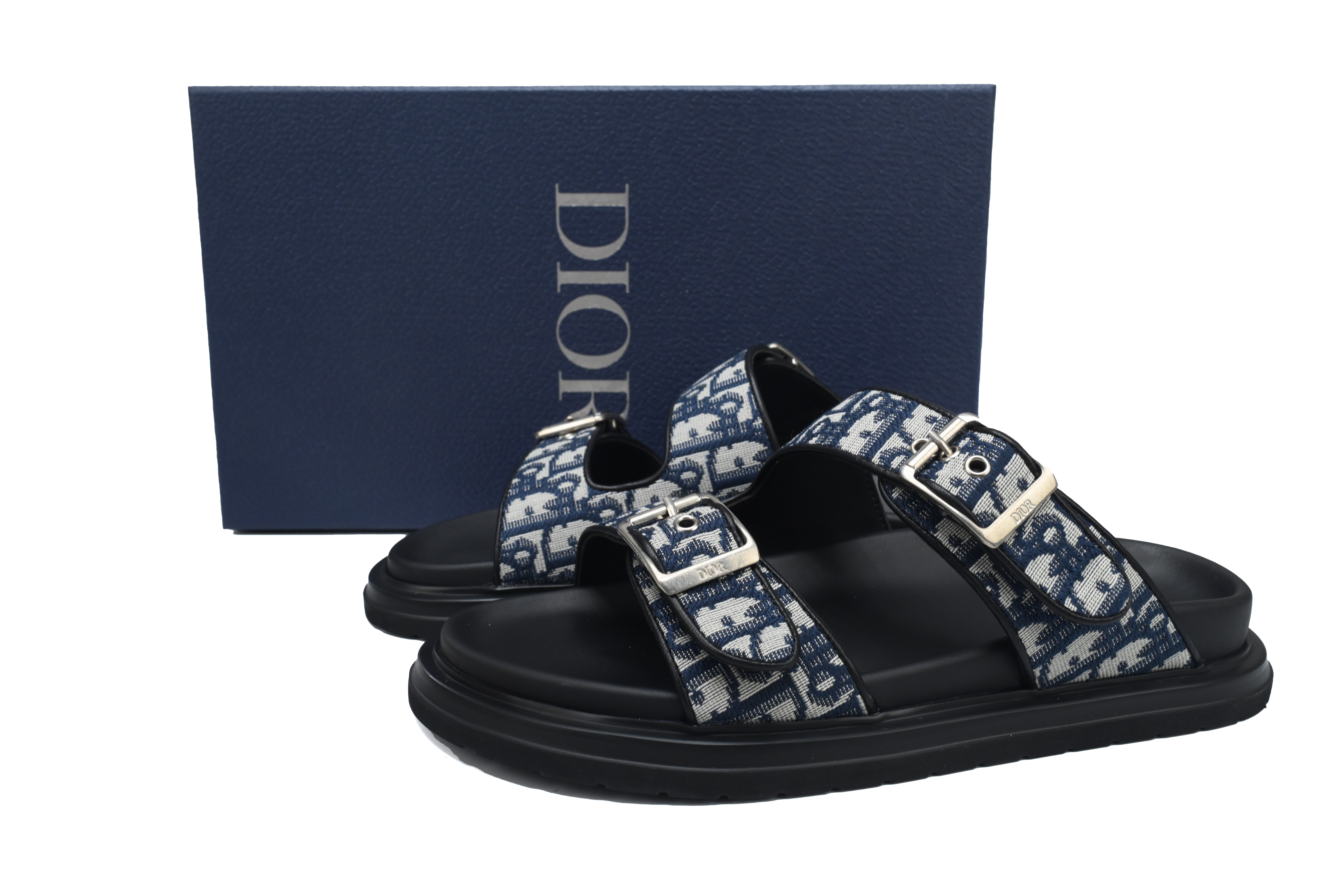 Dior Aqua Sandal Beige Blue Dior Oblique Jacquard