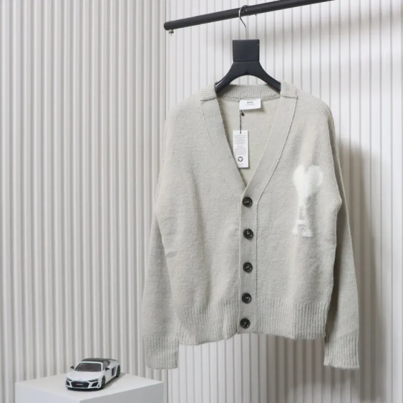 AMI Paris Ami de Coeur Cardigan Grey