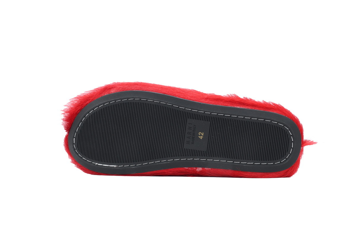 Marni Loafers Long-hair Calfskin Fussbett Sabot Red
