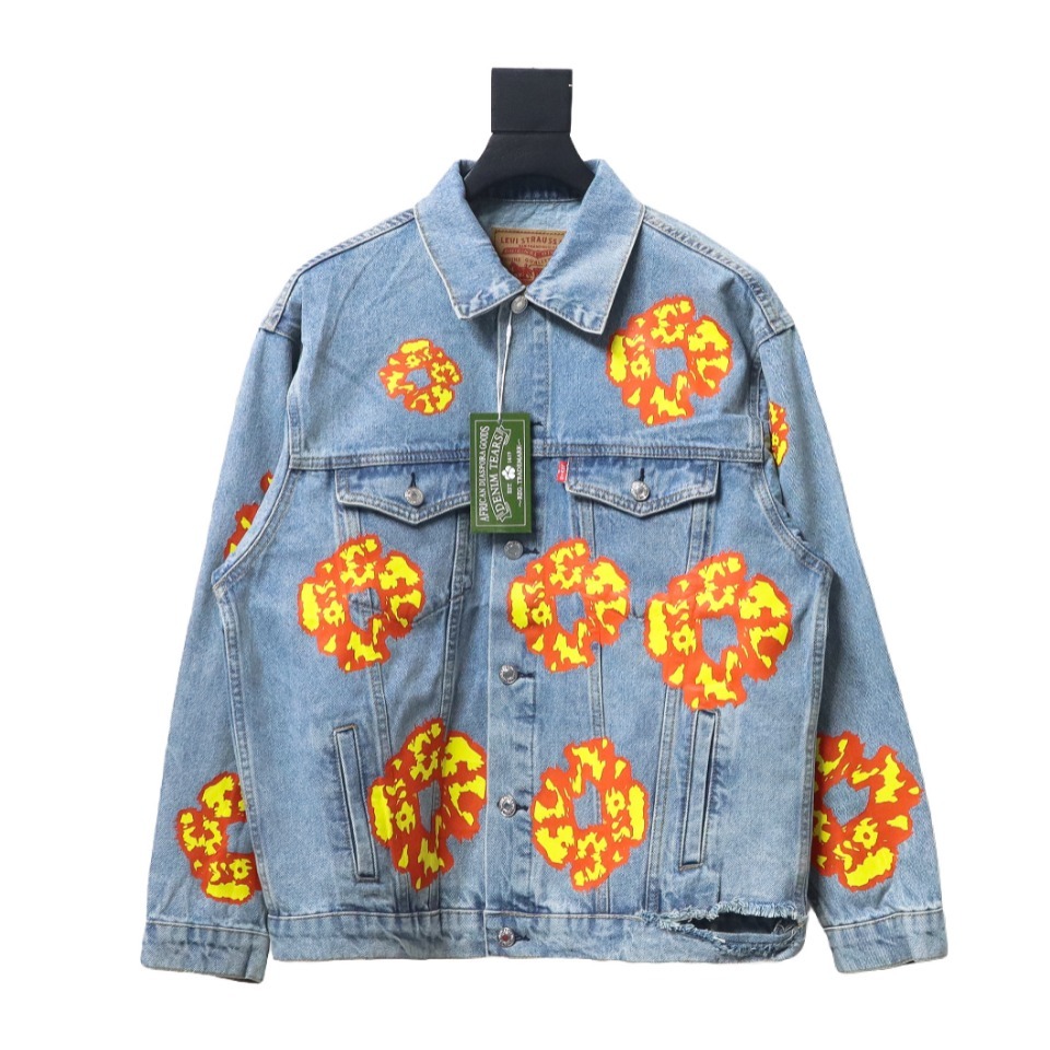 Denim Tears x Levi's Yellow Cotton Wreath light Wash Jacket Coat