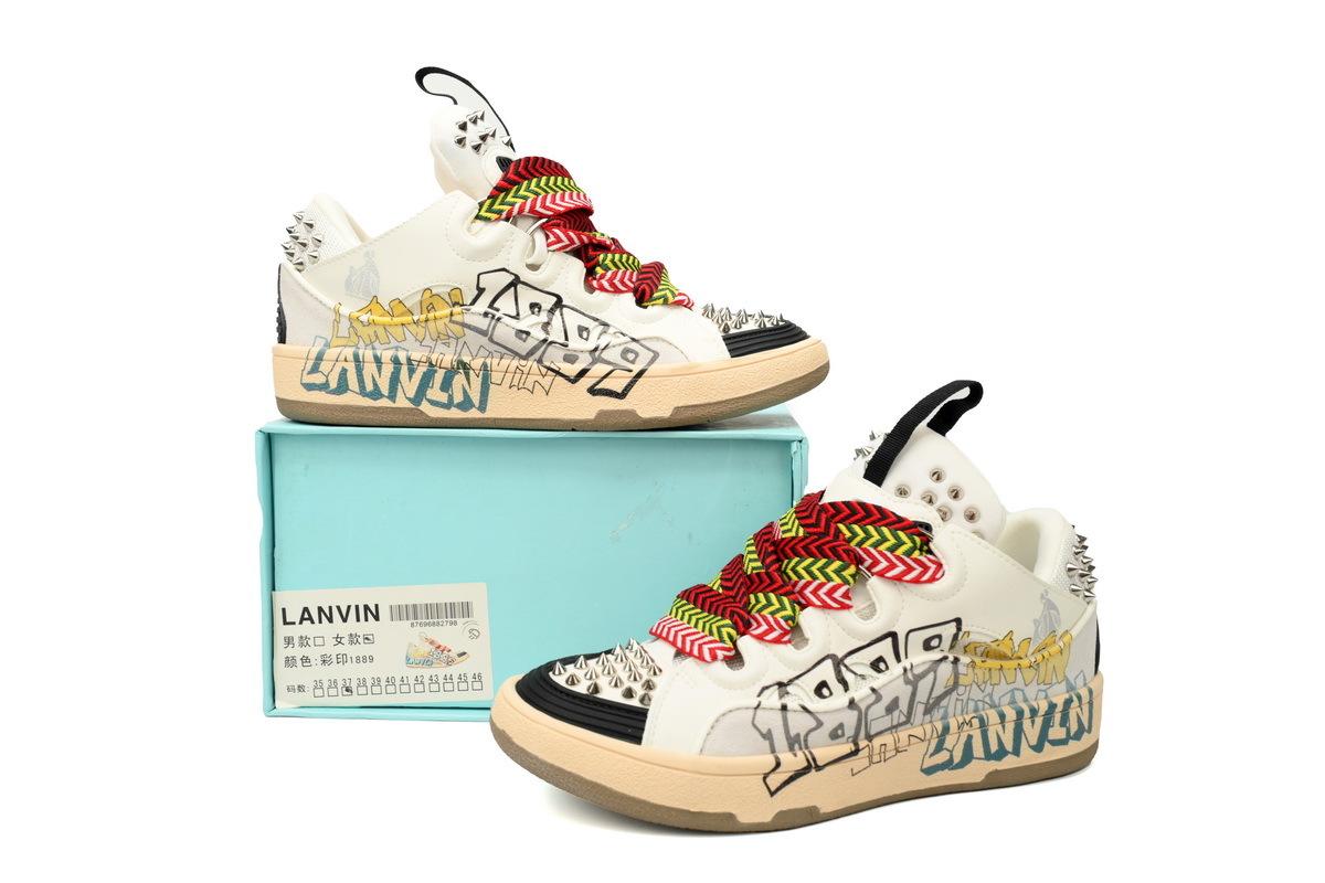 Lanvin Leather Curb White Black Painted