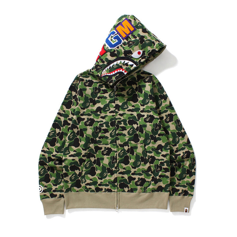 BAPE ABC Camo Shark Zip Green Hoodie