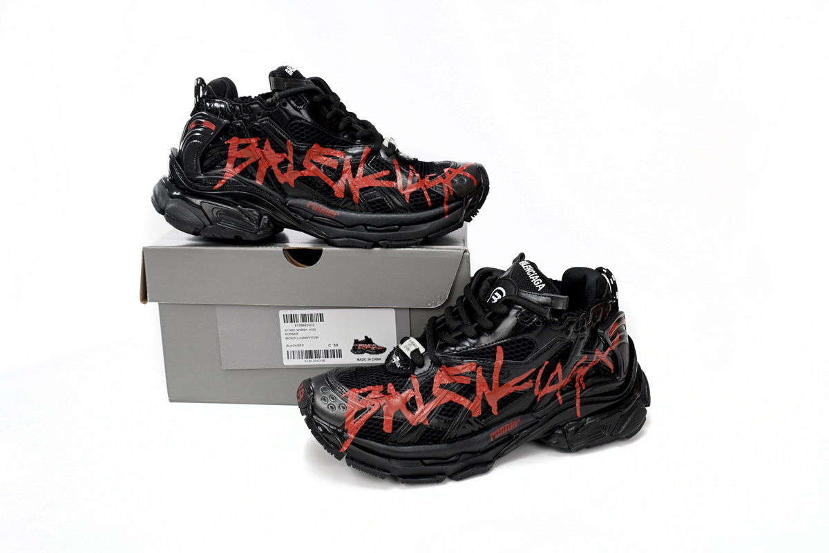 Balenciaga Runner Black And Red Characters 677402 W3RB1 0102