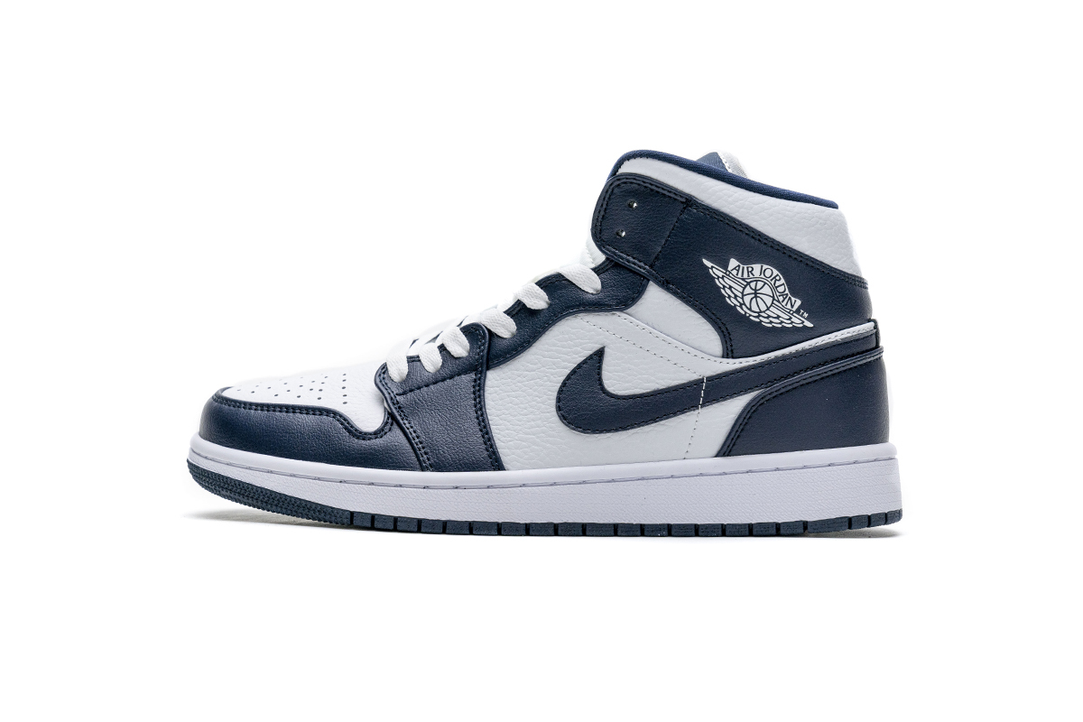 Jordan 1 Mid White Metallic Gold Obsidian 554724-174