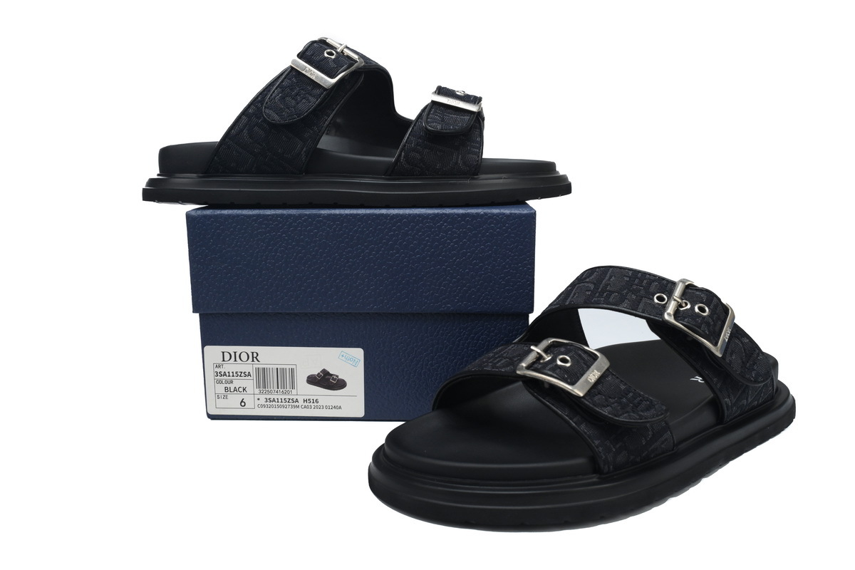 Dior Aqua Sandal All Black Dior Oblique Jacquard