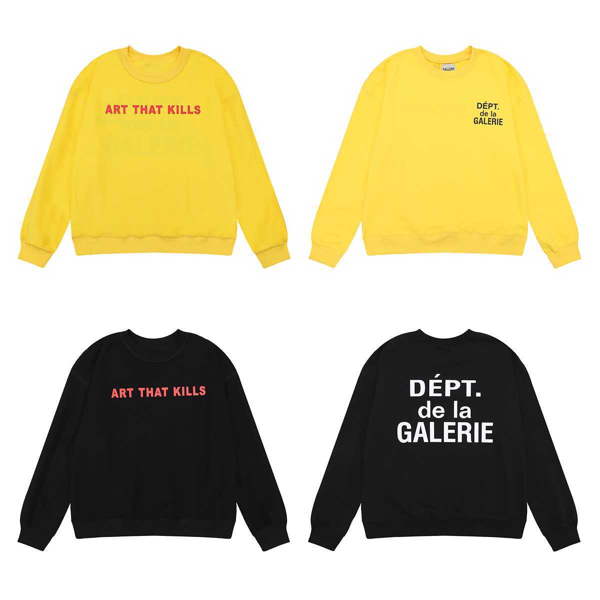 Gallery Dept Hoodie Art That Kills CREWNECK Yellow Black