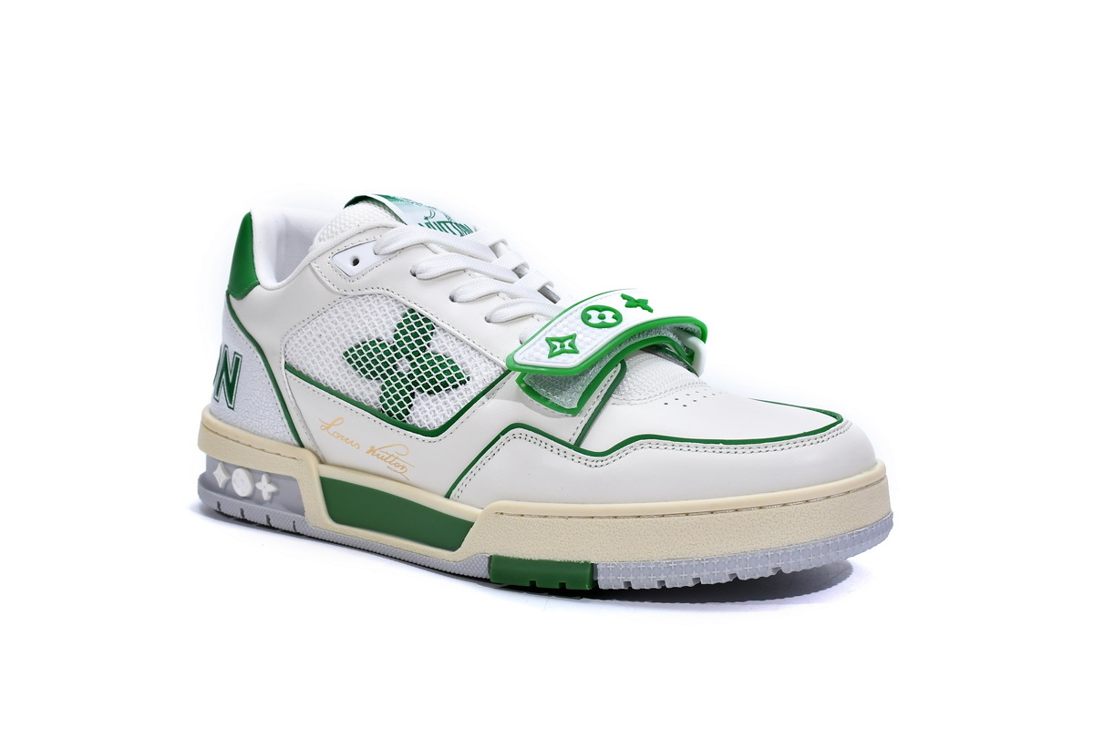 Louis Vuitton Trainer White Green 1A98UX