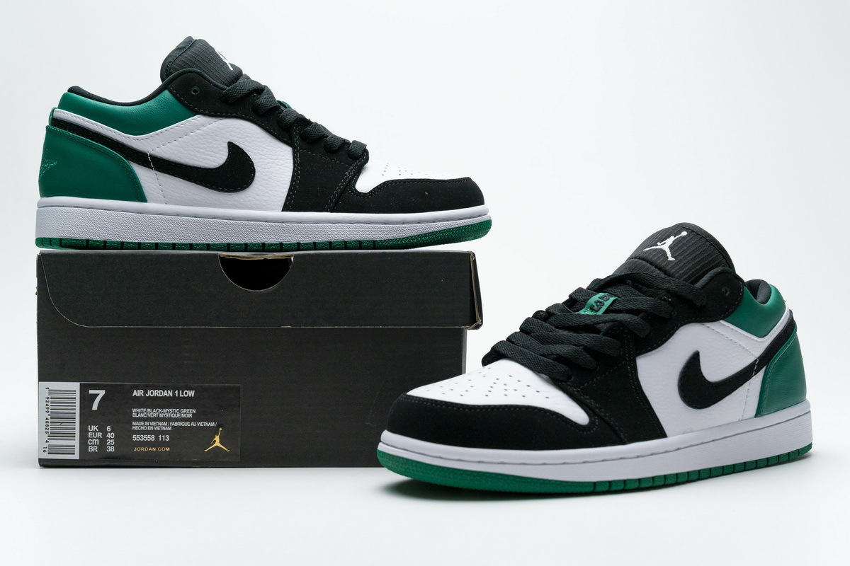 Jordan 1 Low White Black Mystic Green 553558-113