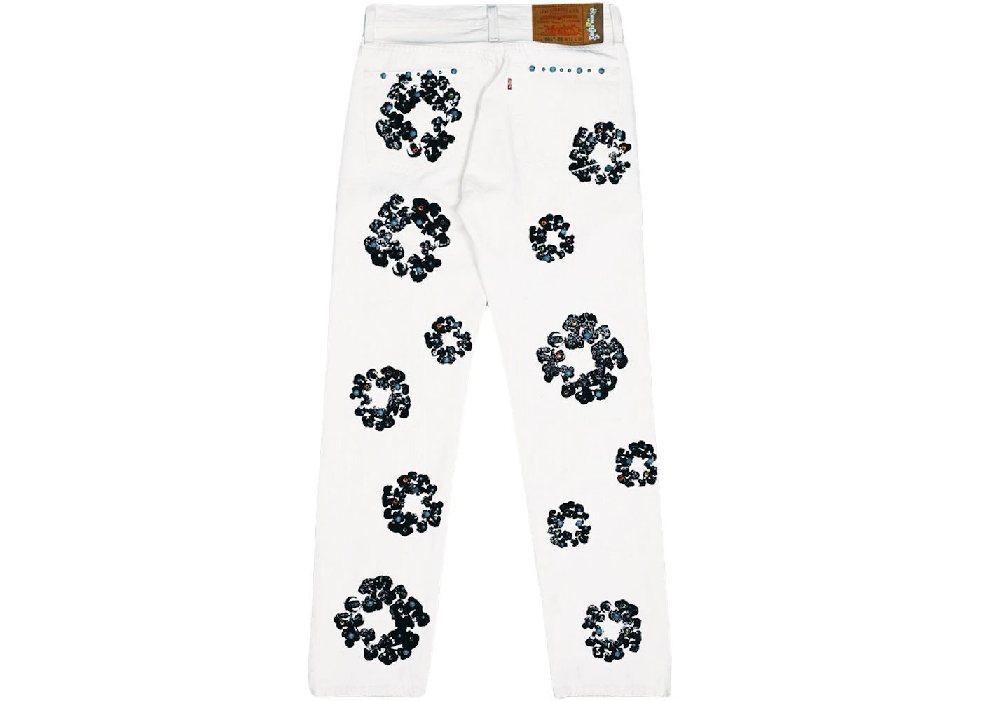 Denim Tears x Levi's 501 Cotton Rhinestone Wreath Jeans White