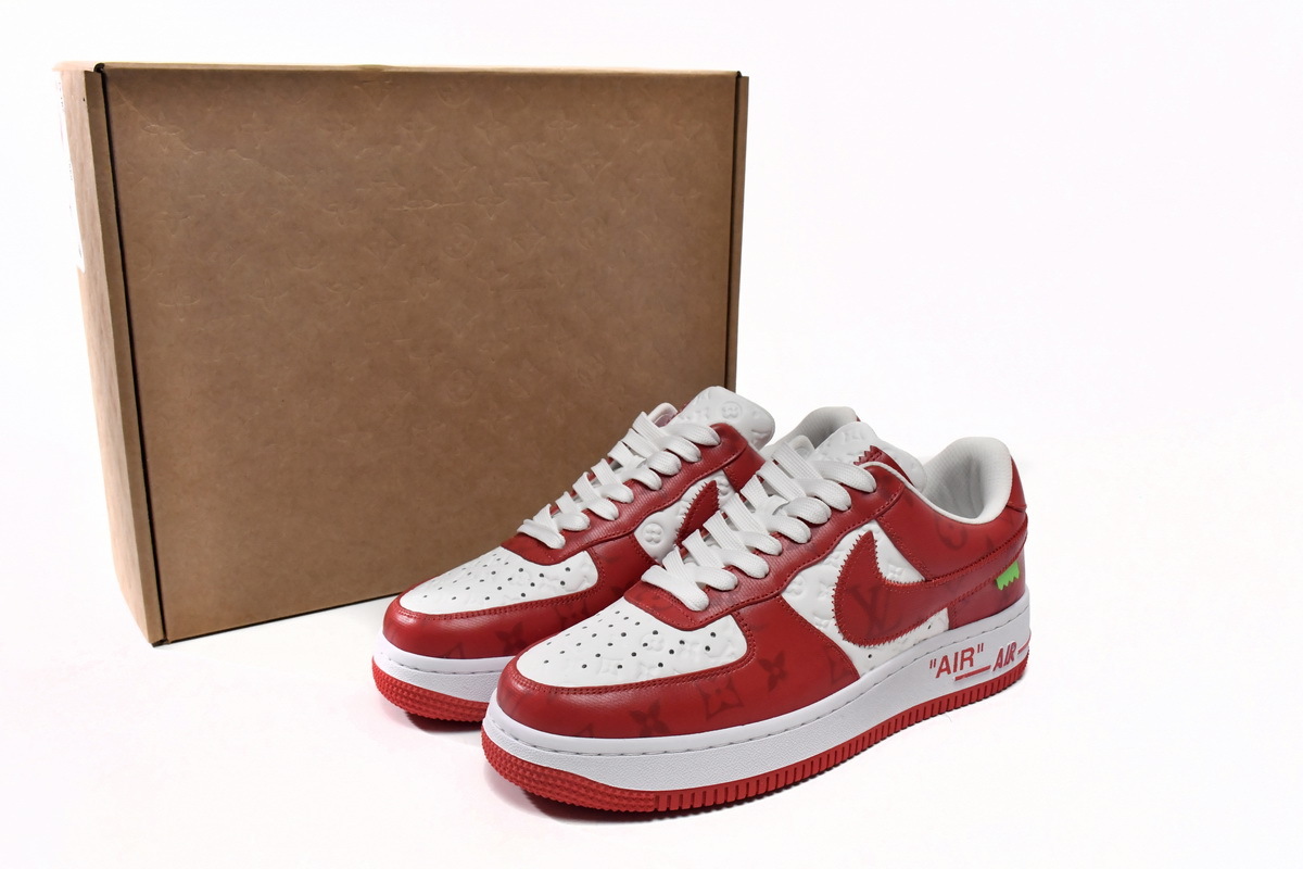 Louis Vuitton Nike Air Force 1 Low By Virgil Abloh White Red