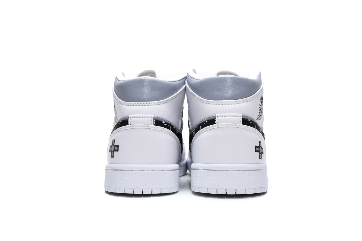 Air Jordan 1 Mid PS5 White Grey Black 554724-130