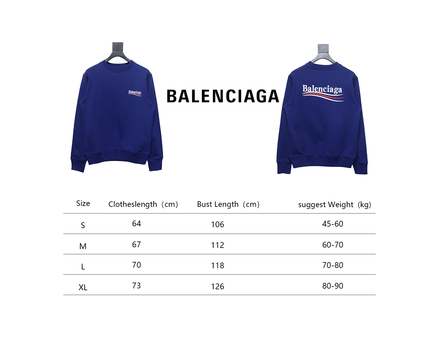 Balenciaga Campaign Logo Printed Crewneck Hoodie Navy