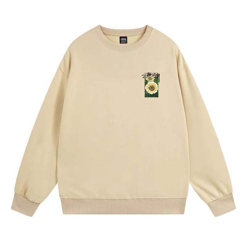 Stussy Flower Grid Pigment Dyed Hoodie Beige
