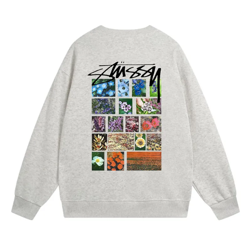Stussy Flower Grid Pigment Dyed Hoodie Grey