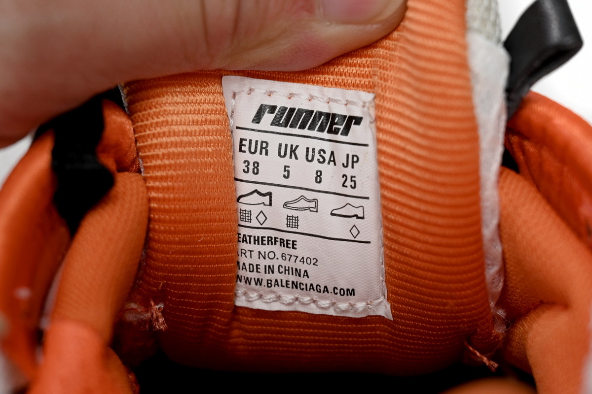 Balenciaga Runner White Orange Black 677402 W3RB7 9051