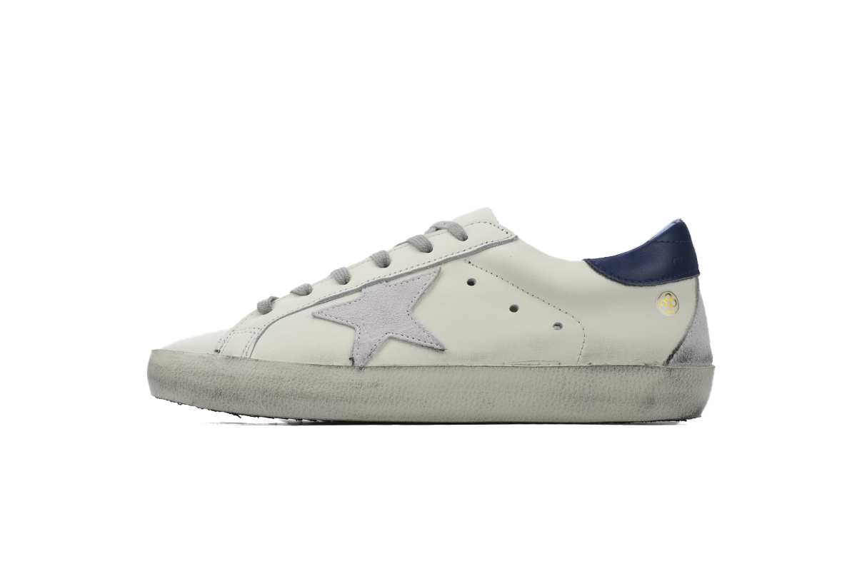 Golden Goose Super Star White Dark Blue Heel