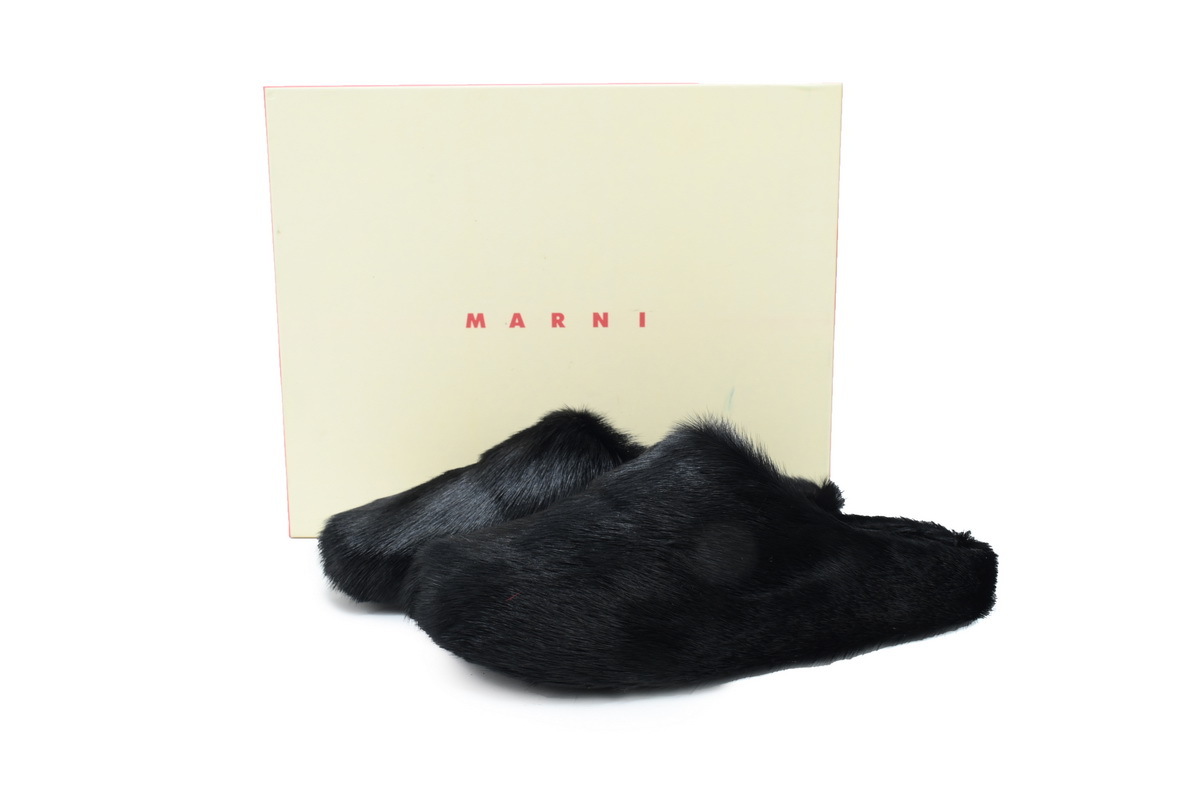 Marni Loafers Long-hair Calfskin Fussbett Sabot Black