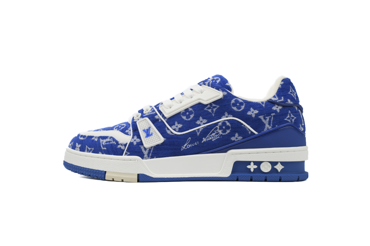 Louis Vuitton Trainer Blue Monogram Textileextile