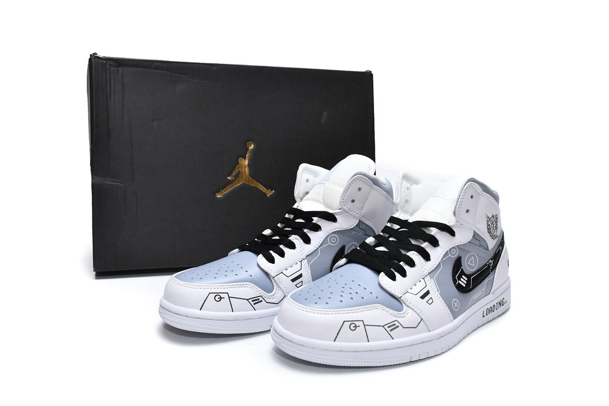 Air Jordan 1 Mid PS5 White Grey Black 554724-130