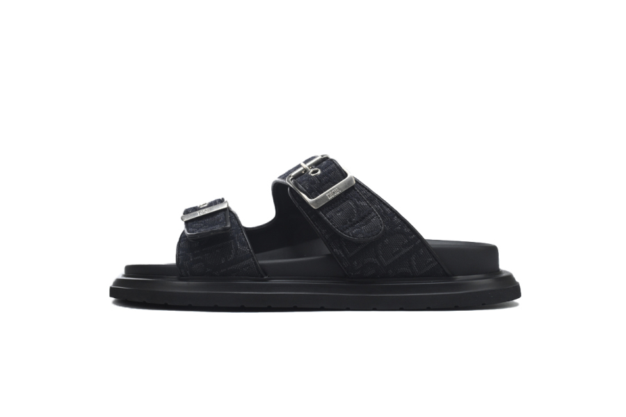 Dior Aqua Sandal All Black Dior Oblique Jacquard