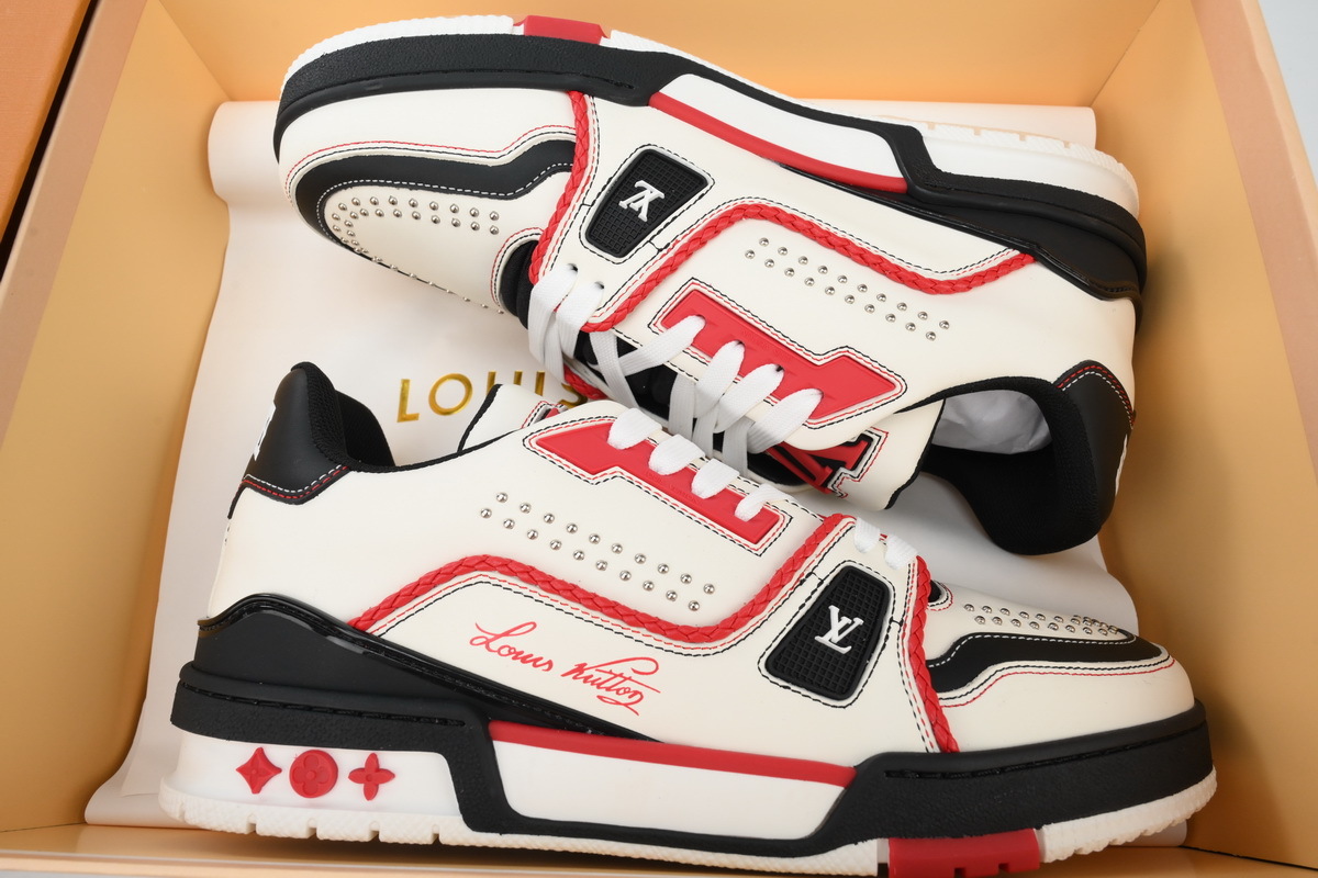 Louis Vuitton Trainer White Red Black