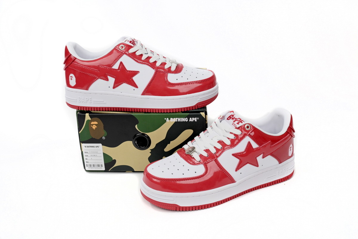A Bathing Ape Bape Sta Low Red And White Mirror Surface 1170 191 022