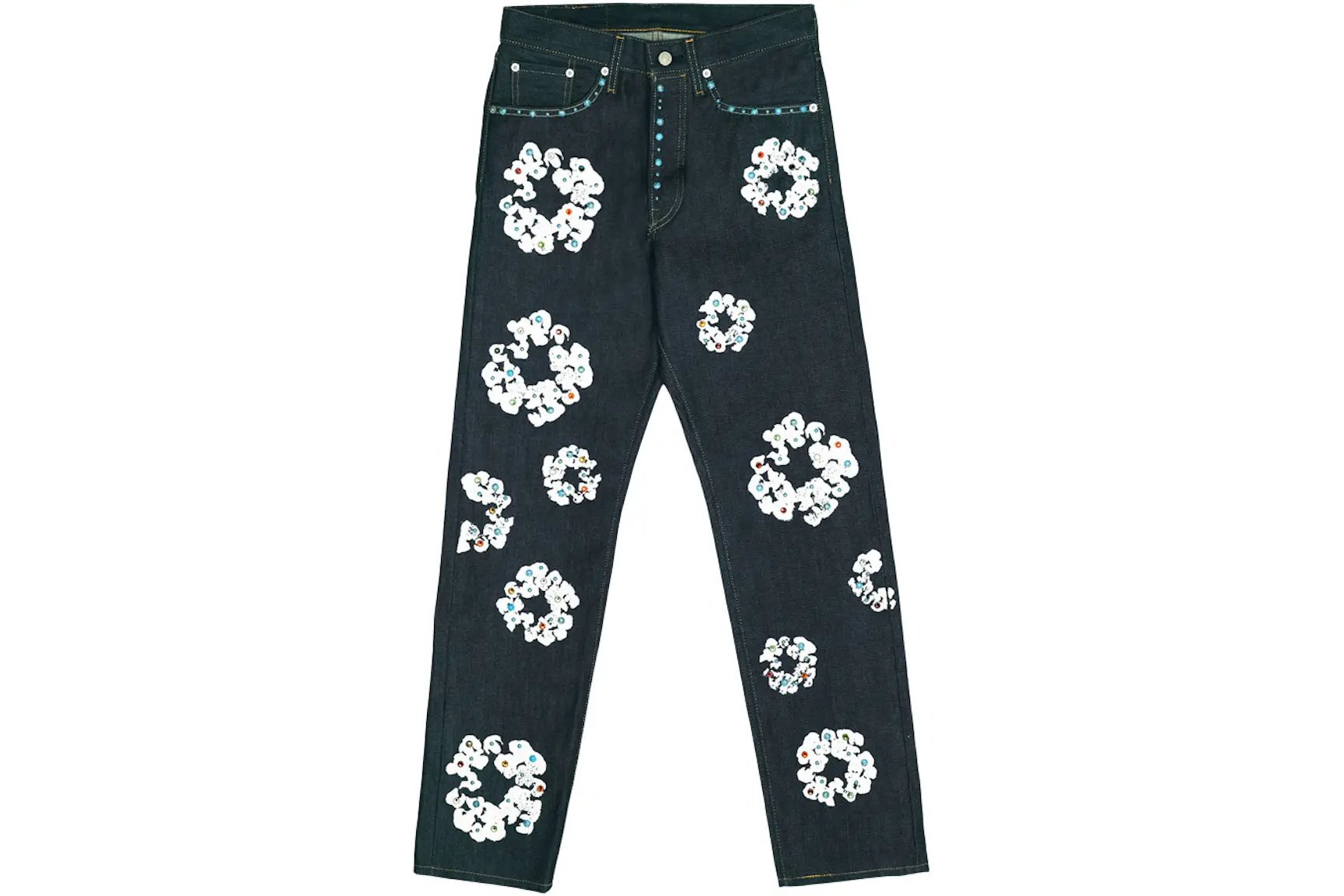 Denim Tears x Levi's 501 Cotton Rhinestone Wreath Jeans Dark Blue