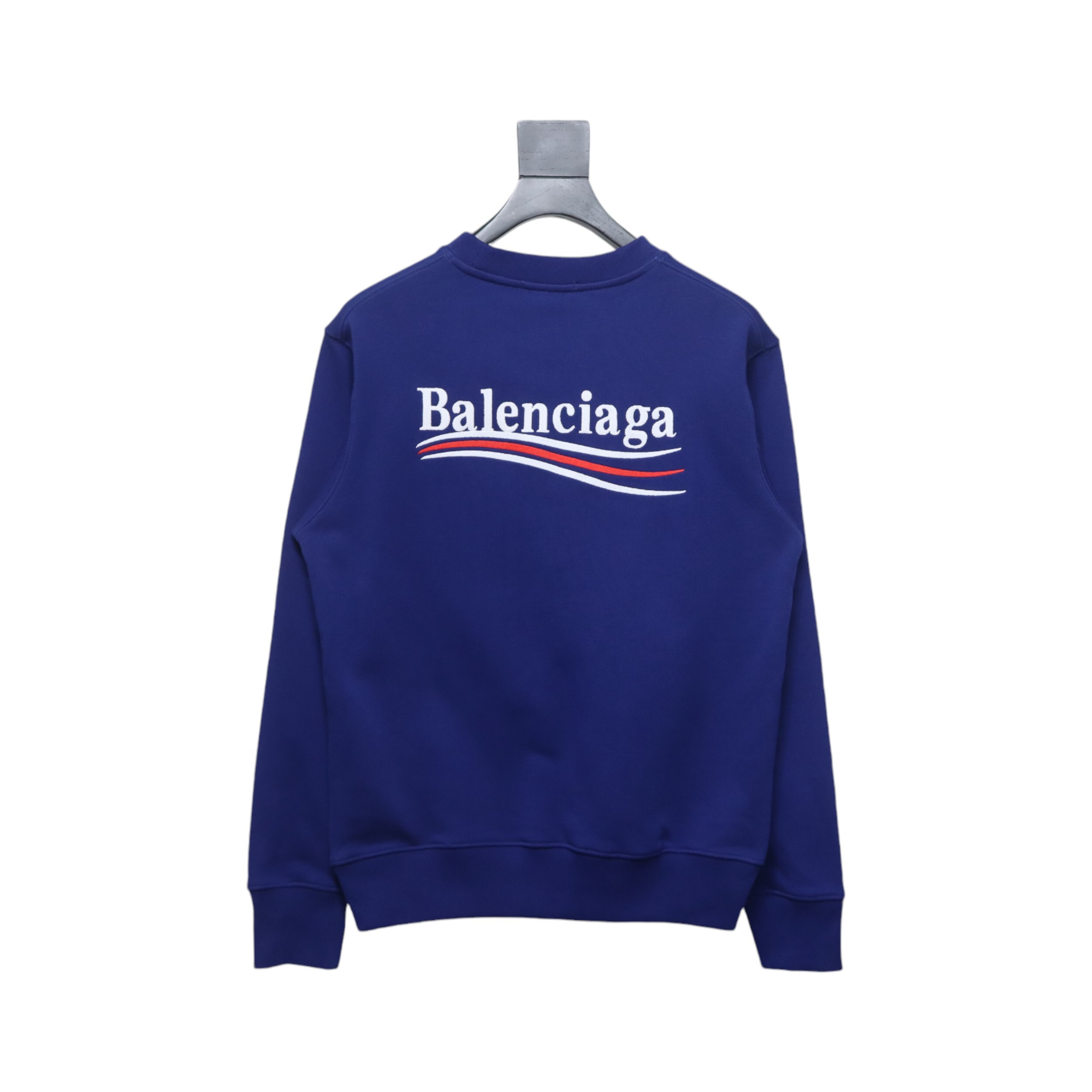 Balenciaga Campaign Logo Printed Crewneck Hoodie Navy