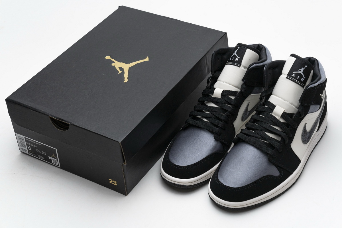 Jordan 1 Mid Satin Grey Toe 852542-011