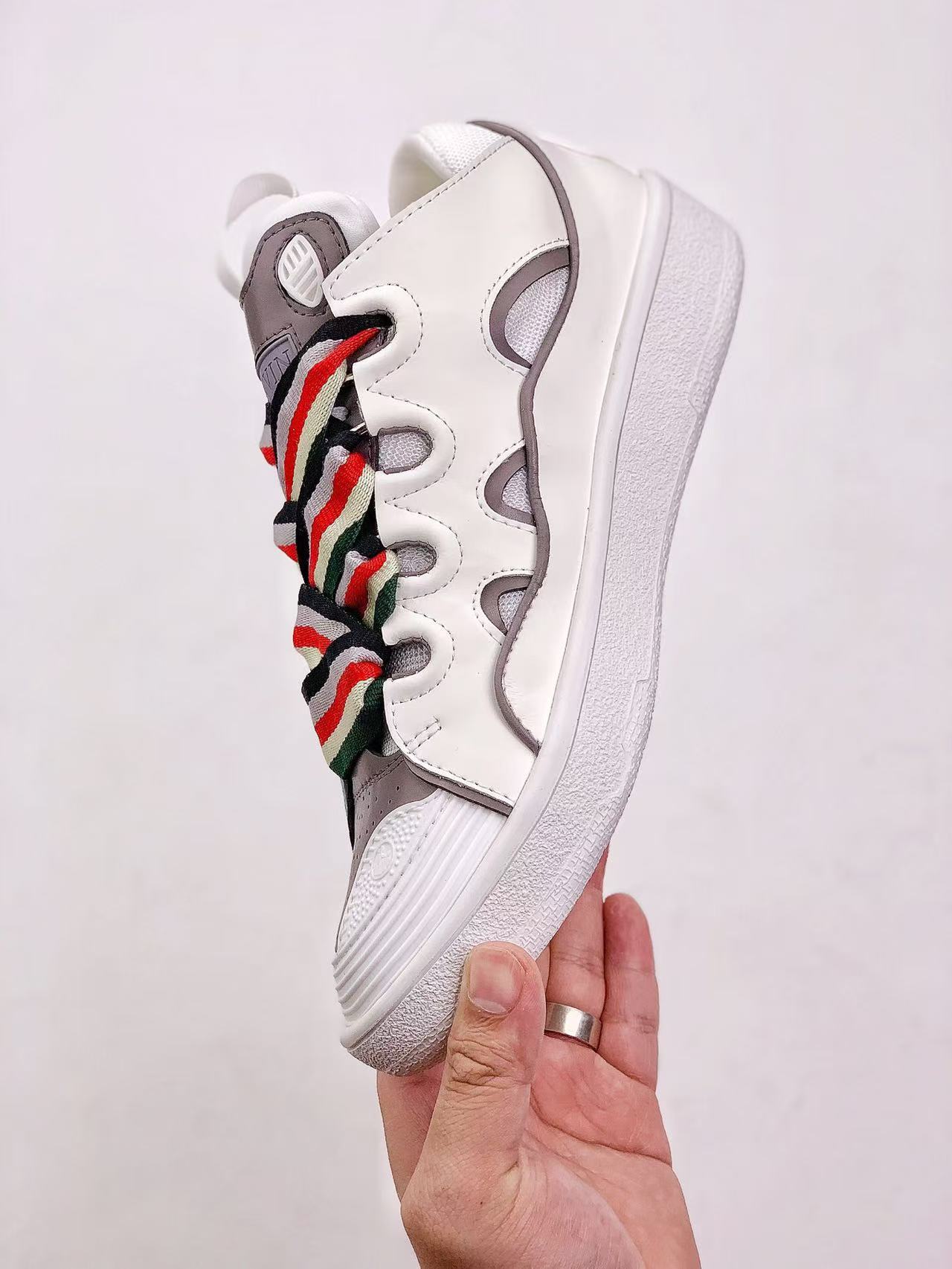 Lanvin Curb Sneakers White and Grey