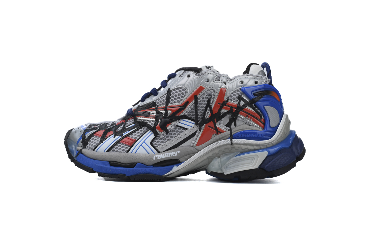 Balenciaga Runner White And Blue Printing 677402 W3RB6 1264