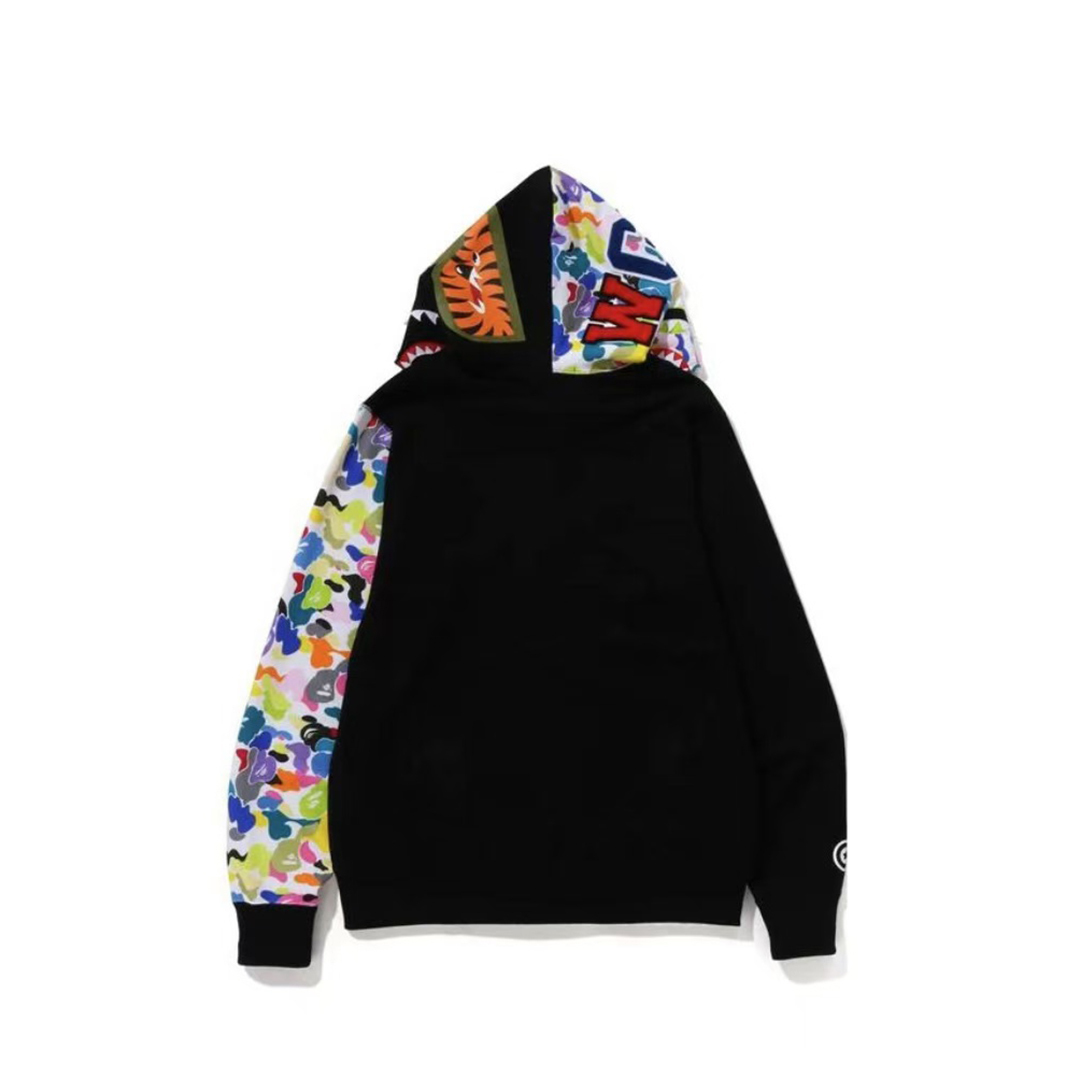 BAPE Multicolor Camouflage Shark Hoodie Black