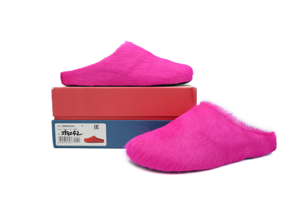 Marni Loafers Long-hair Calfskin Fussbett Sabot Rose Red