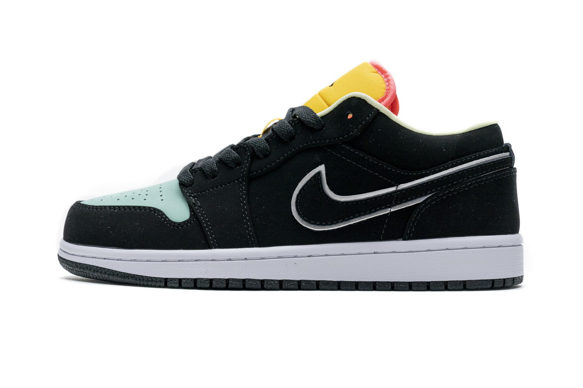 Jordan 1 Low Black Aurora Green Laser Orange CK3022-013