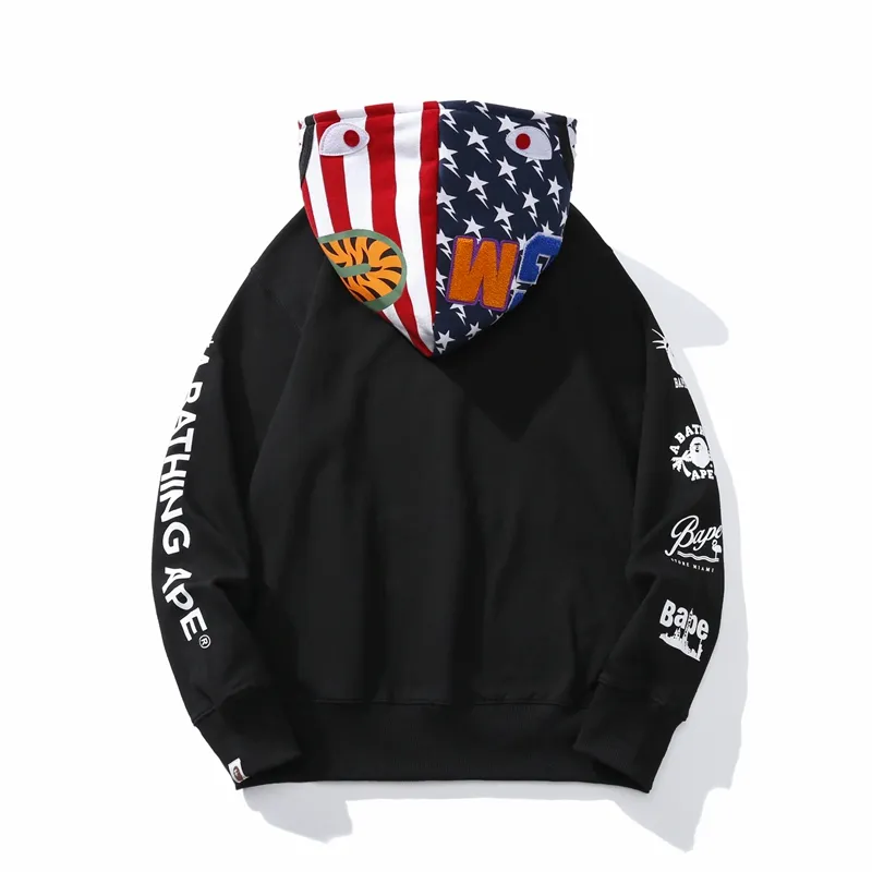 BAPE Full Zip Hoodie White Black 6936