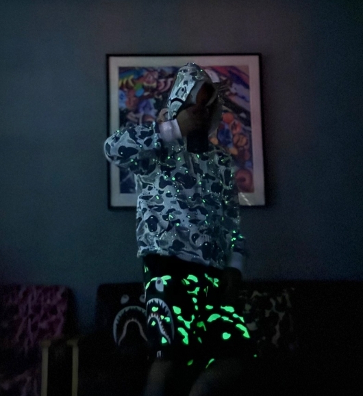 BAPE Double Hoody Shark Hoodie White Grey