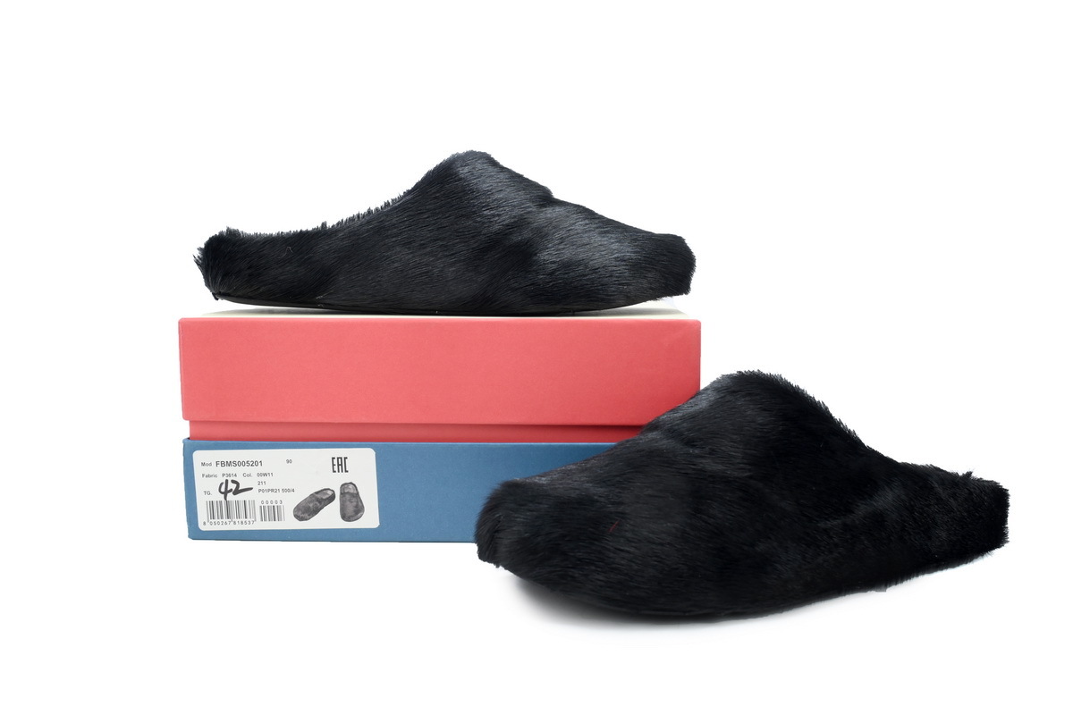 Marni Loafers Long-hair Calfskin Fussbett Sabot Black