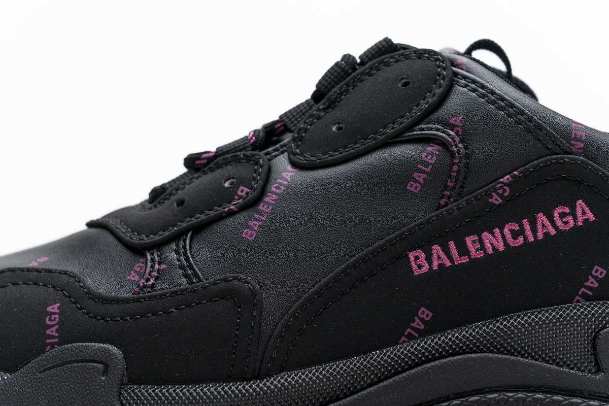 Balenciaga Triple S Letter Black Pink 524039 W2FA1 7635
