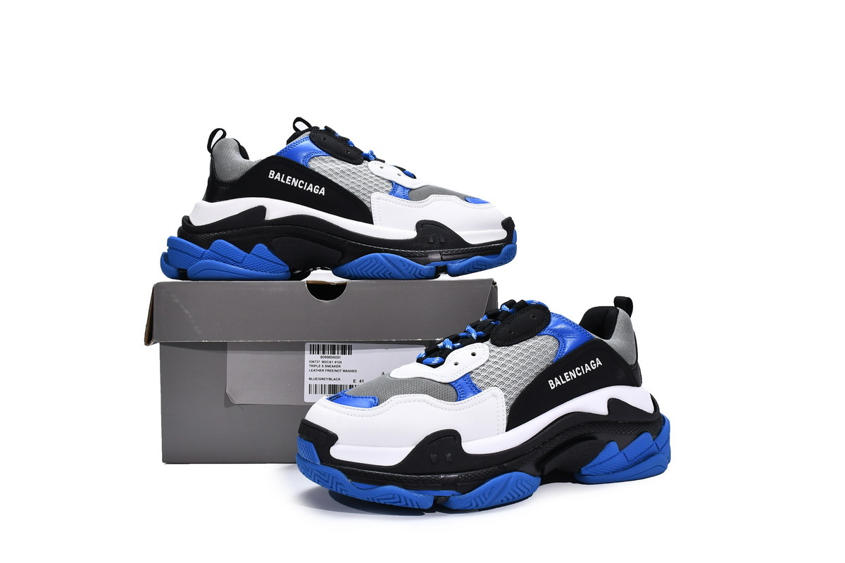 Balenciaga Triple S Black White Blue 536737 W2CA1 4124