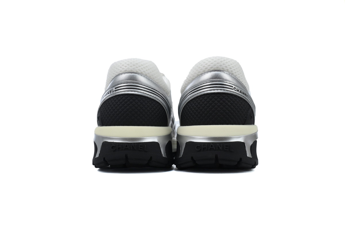 Chanel Fabric Laminated Low Top Sneakers Silver Black