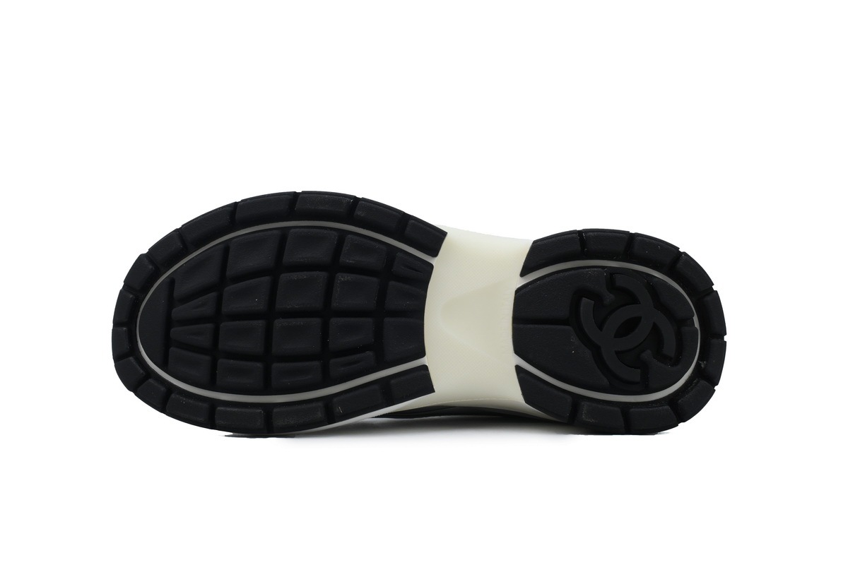 Chanel Fabric Laminated Low Top Sneakers Silver Black