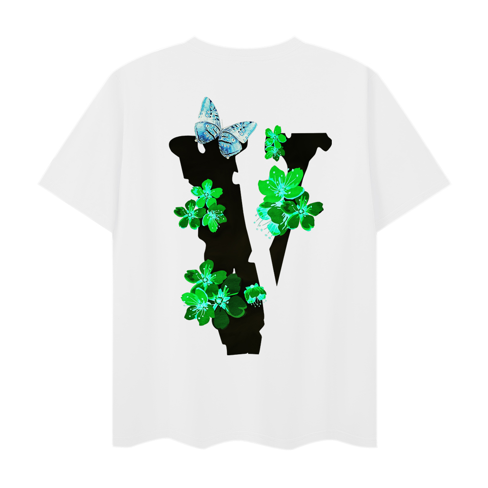 VLONE Shirt Butterfly Flowers T-shirt White