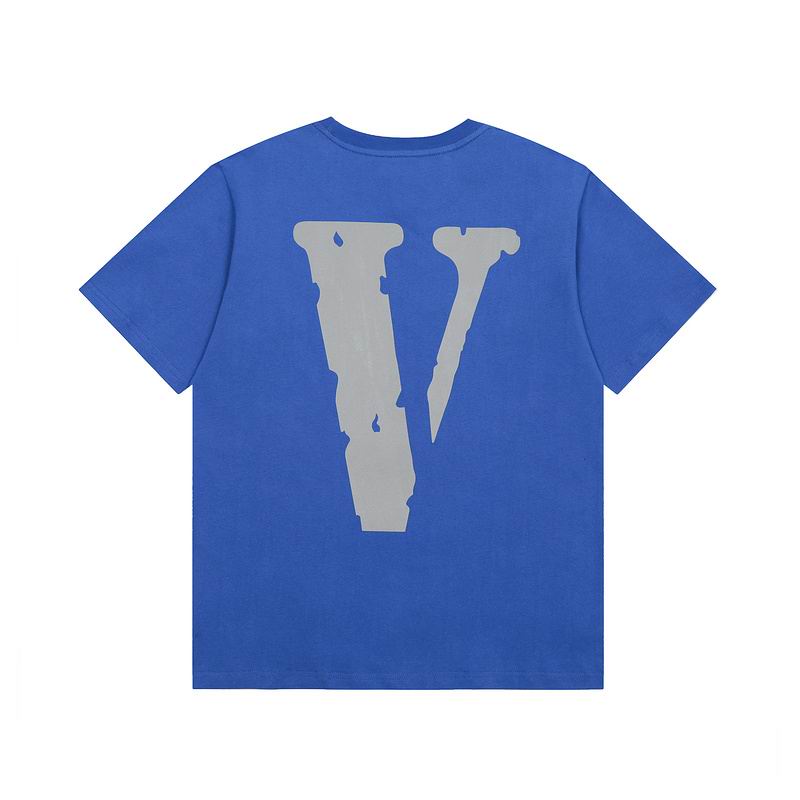 Vlone Shirt Reflective Letter Pattern Big V T-Shirt Blue