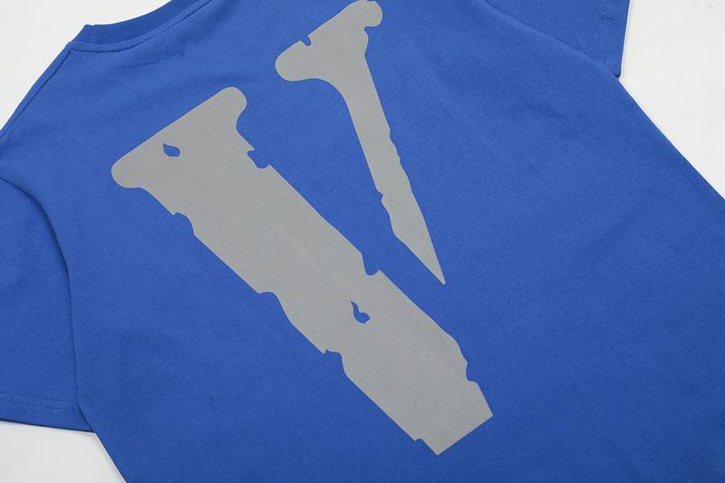 Vlone Shirt Reflective Letter Pattern Big V T-Shirt Blue