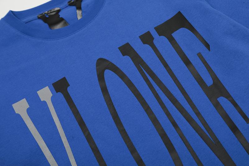 Vlone Shirt Reflective Letter Pattern Big V T-Shirt Blue