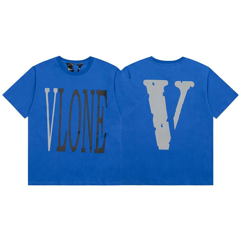 Vlone Shirt Reflective Letter Pattern Big V T-Shirt Blue