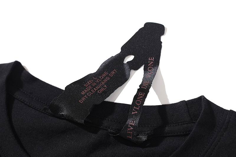 Vlone Shirt Reflective Letter Pattern Big V T-Shirt Black