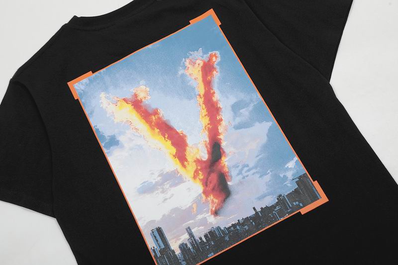 Vlone Shirt Clouds Pattern Big V T-Shirt Black