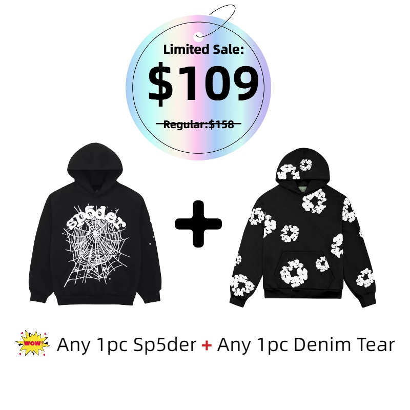 $108 for Any 2 Hoodies Sp5der Denim Tears
